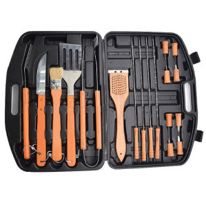 I know 18-Piece BBQ Grill Tool Set with Wooden Handles - Complete Barbecue Accessories Kit in Durable Carrying Case