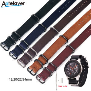 Aotelayer สายนาฬิกาหนังแท้18มม. 20มม. 22มม. 24มม.อุปกรณ์ทดแทนสายนาฬิกาข้อมือนาฬิกากําไล