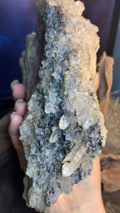 Bụi đá thạch anh Lemurian cộng sinh Tóc đen Tourmaline AAA năng lượng vũ trụ 604