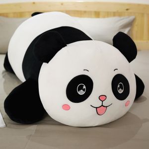 JOJO CASTLE 35/55/80/100cm New Lovely Lying Panda Doll Pillow Cartoon Animal Stuffed Toy Dolls for Girl Boys Baby Birthday Plushie Christmas Gift 熊猫娃娃