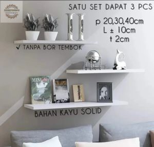 1 SET RAK DINDING MELAYANG AMBALAN DINDING MELAYANG TAK NEMPEL TEMBOK RAK SERBAGUNA MULTIFUNGSI