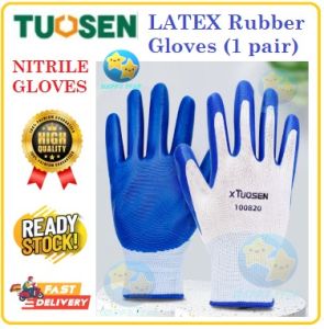 TUOSEN NITRILE GLOVES 240MM FLEXIBLE ELASTIC RUBBER LATEX POLYESTER FABRIC PROTECTION INDUSTRY WORKING GLOVE Safety set PU Seamless Knit Glove with Polyurethane Coated on Palm Fingers