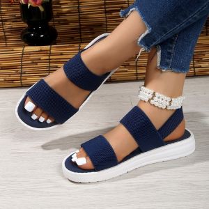 [Free Shipping] Solid-Color Elastic  Back-Strap Sandals For Women Featuring A Layered Platform Sole Soft Insole And Designed For Comfortable Walking And Versatile Styling