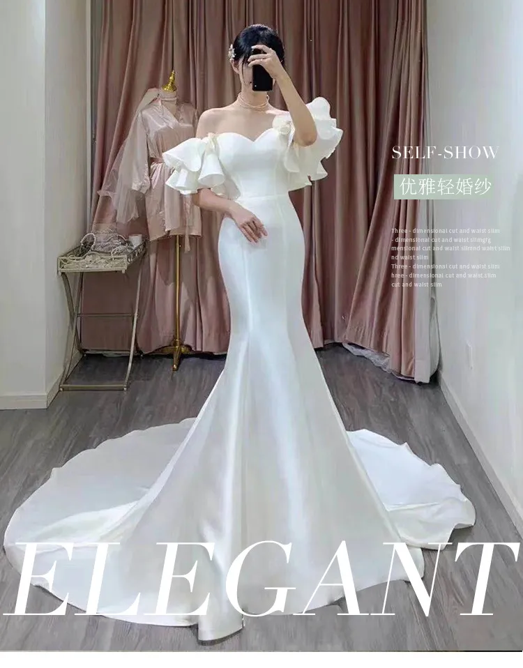 Elegant V Neck Short Sleeve split Evening Dresses Chic Bride White Wedding  Gown | eBay