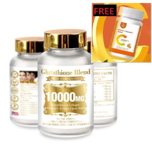 Glutathione blend 10000MG High-Quality Formula with FREE Vitamin C 60 Capsules Detoxifier & Antioxidant Supplement