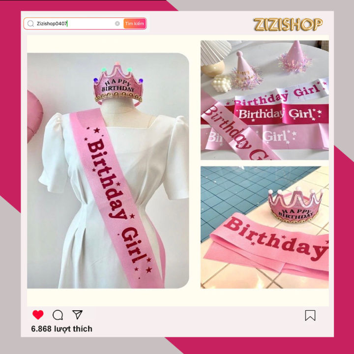 Băng rôn Happy Birthday, dây đeo chéo sinh nhật sang chảnh, Happy