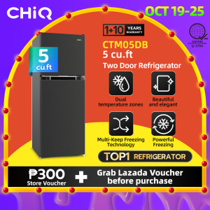 CHiQ 5 cu.ft. two door Refrigerator - CTM05DI & CTM05DB Silver Black Direct Cool Fridge Freezer energy saving Adjustable Shelves Huge freezer Low Noise 10 Years Compressor Warranty
