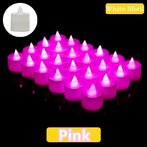 Anglebabylife 50PCS Colorful LED Candle with Battery Tealights Switch Candles Flameless Wedding Home Christmas Decor Simulation Candle