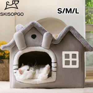 【Option World】บ้านแมว ที่นอนแมว คอนโดแมว ที่ถอดออก ล้างทําความสะอาดได้ กันลื่น ประเภทปิด อ่อนนุ่ม