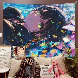 หญิงสาวบนน้ำ -ins ผ้าตกแต่งผนังในร่มลายการ์ตูนสไตล์ใหม่ผ้าแขวนผนังพื้นหลังห้องไม่ต้องเจาะรู