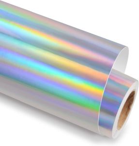 HOLOGRAPHIC LASER RAINBOW SILVER  HEAT TRANSFER VINYL FOR TEXTILES /FABRICS