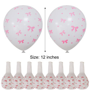 10PCS Pink Bow Pattern Latex Balloon for Girls Birthday Party Wedding Baby Shower Decoration Supplies