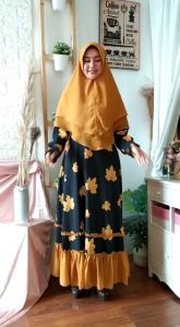 AULIA terbaru motif batik monalisa premium khimar seruty/gamis seruty bebydoll / gamis syarii batik