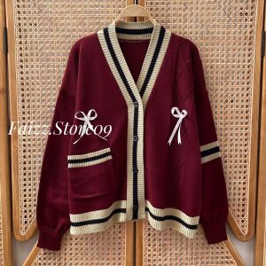 Lita Outer Knitwear Lucu Cardigan Rajut Kancing Motif Pita Premium Atasan Wanita Korean Style