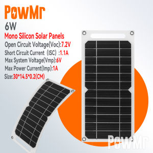 PowMr 6W solar panel flexible monocrystalline solar cell DIY cable outdoor car RV waterproof charging power system portable and safe solar panel