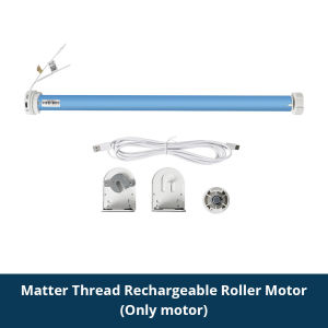 Zemismart Matter over Thread Roller Shade Rechargeable Blinds MotorSolar-Power Battery MT25B Motor for 38mm TubeHomekit/Google Home/Smart-things App ControlSiri Voice control
