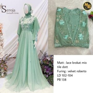 [DIJAMIN REALPICT]CEMPAKA DRESS BRUKAT TILE/GAMIS BRUKAT TERBARU 2022/DRESS BRUKAT PREMIUM LADY PESTA/LONG BRUKAT/GAUN PESTA/LONG DRESS/DRESS BRUKAT TILE IMPORT TERBARU/GAMIS BRUKAT TILE/GAMIS BRUKAT KONDANGAN/GAUN PESTA WANITA DEWASA TERBARU 2022 SEROJA