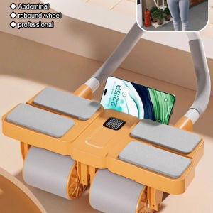 💪 Enhanced Portable Multi-Function Four-Wheel Auto-Rebound Ab Roller Fitness Wheel - Quick Installation Silent & Durable Core Strengthener For Abdominal Exercise