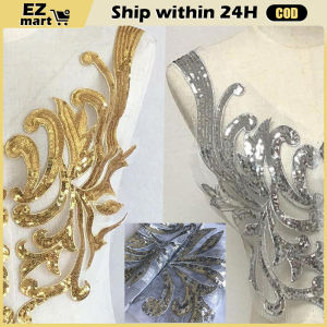 【Fast Shipping】 Gold Silver Patching Lace Patch Embroidered Appliques Mesh Baroque For Wedding Decoration Dress DIY For Gown Lace-Patch