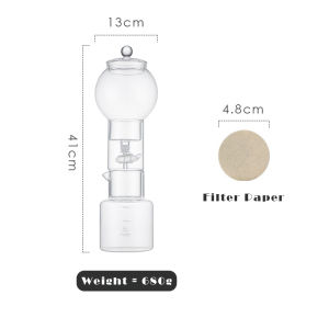 Vision 600ml Ice Drip Coffee Pot Coffee Cold Brewing Pot Household Ice Dripper Coffee Maker Glass Ice Drip Coffee Pot Cold Quenching Brewing Pot Hand Coffee Cold Brew Appliances Coffee Utensils