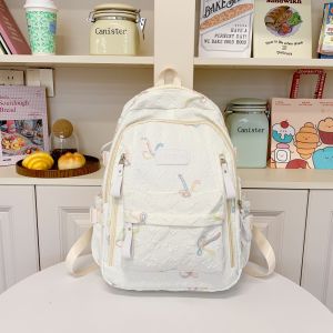 Backpack กระเป๋าเป้สะพายหลัง ซิปซิลิโคน งานปัก กระเป๋าเด็กนักเรียน นักศึกษา สไตล์เด็กเกาหลี น่ารักๆ กระเป๋ามีซับด้านใน จุของได้เยอะ