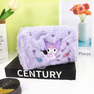Beg Mekap Kartun Comel Kapasiti Besar Beg Pensil Bulu Gebu Sanrio Cinnamoroll Kuromi Japanese Sanrio Kuromi Pencil Cases Cosmetic Bag Melody Plush Large Capacity 日系三丽鸥卡通刺绣化妆包ins风可爱玉桂狗库洛米大容量毛绒笔袋 H316