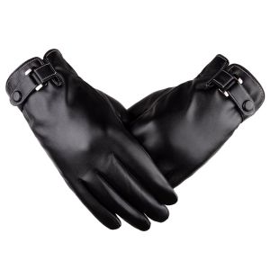 1 Pair Fashion Warm Thermal Waterproof Winter Leather Gloves Full Finger Men Bike Driving Motorcycle Ski Touch Screen Non-Slip Finger Protection