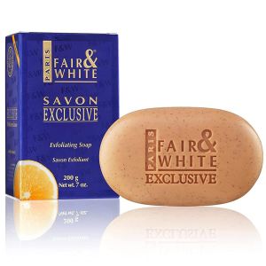 FAIR & WHITE Exclusive Exfoliating Soap - 7 oz / 200 g - Skin Brightening Bar Moisturizing Soap for Uneven Skin Tone with Vitamin C and Shea Butter