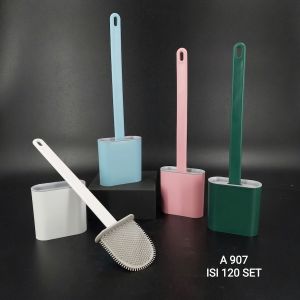 Sikat WC Silikon Toilet Pembersih Lantai Kloset Toilet Kamar Mandi Wadah Tatakan Gagang Panjang