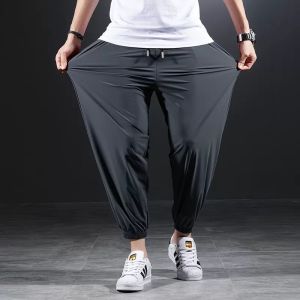Plus Size Ice Silk Jogger Pants For Men 2XL-8XL Thin Stretch Quick Dry Casual Sports Trousers Sale