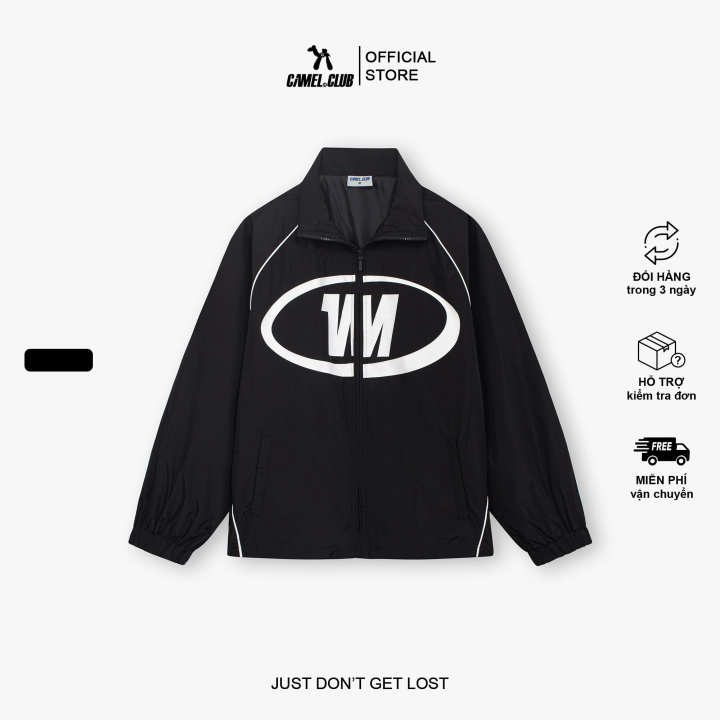 Áo nam nữ Camel Poly Logo Zip Jacket Black- Local Brand Chính Hãng