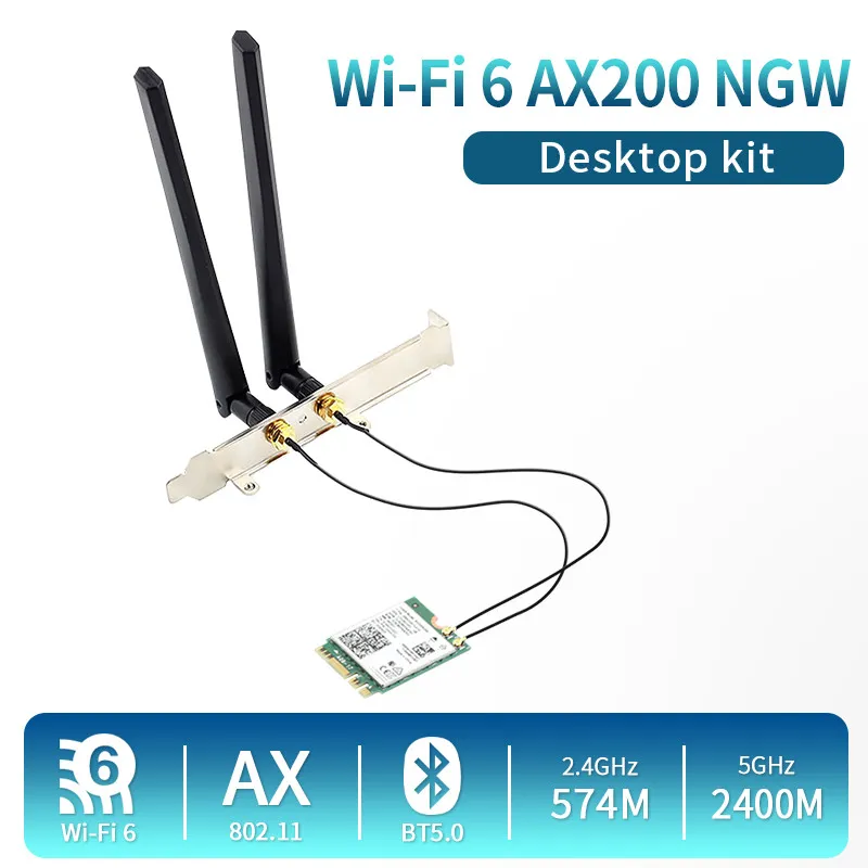 Dual band 2.4Gbps 802.11ax Wi-Fi 6 Desktop Kit Intel AX200