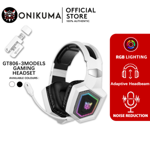 Onikuma GT806 Gaming Earphones Wireless Bluetooth 5.4V/2.4GH2 Headset with RGB Light Detachable Microphone for All Devices