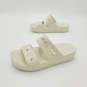 Dép quai ngang crocs chuẩn xịn chống hôi chân nhựa tế bào êm mềm siêu bền đi mưa lội nước đi biển Crocs Baya platfrom slide đế cao 5cm màu kem