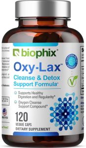 biophix Oxy-Lax 750 mg 120 Vcaps - Thuốc nhuận tràng tự nhiên cho táo bón thỉnh thoảng - Thuốc nhuận tràng magie với magie oxy hóa - Làm sạch ruột dựa trên oxy - Hỗ trợ sự đều đặn của đường tiêu hóa