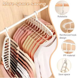Rotating Folding Clothes Hanger Closet Organizer Multi-port Clothing Drying Rack Foldable Plastic Scarf 11-hole Storage Hangers