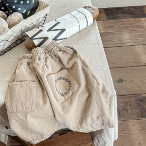 deer jonmi 2026 Spring Baby Boys Loose Wide Leg Pants Korean Style Letters Printed Children Casual Ankle-length Trousers2026