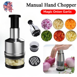 Hand Pressing Garlic Cutter Kitchen Chopper Kitchen Stainless Steel Vegetable Slicer Onion Magic Onion Garlic Chopper Cutter Press 压蒜器 Pemotong Bawang Alat Cincang Daging Sayur Kitchen Tool