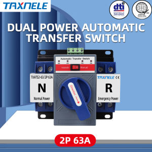 TAXNELE 63A 2P ATS Circuit Breaker Dual Power MCB type Changeover Manual Automatic Transfer Switch