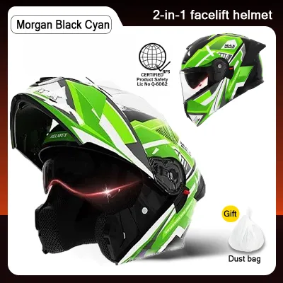 AXK909 Motorcycle Helmet Modular Helmet Dual Lens Mens and Womens Helmet with ICC