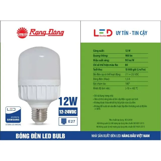Bóng Đèn LED Kẹp Bình Ắc Quy 12V - 24V DC 7W/9W/12W/30W Rạng Đông ...