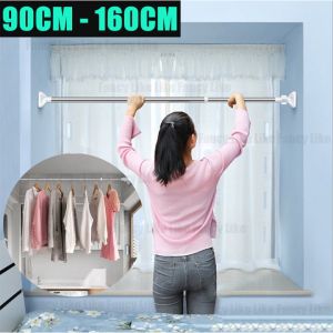 50-280cm Telescopic Clothes Rail Adjustable Shower Curtain Rods Simple Support Rod Clothing pole