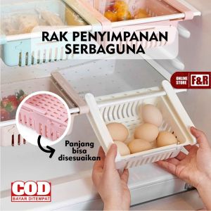 Rak Penyimpanan Kulkas Meja Keranjang Kulkas Sekat Partisi Tempat Serbaguna Multifungsi Fridge Pull Out Storage