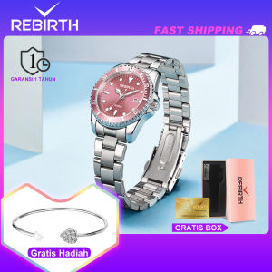 REBIRTH Baja Tahan Karat Kasual Jam Tangan Wanita Vintage Retro Wanita Elegan Mode Jam Tahan Air Kuarsa Analog Jam Tangan
