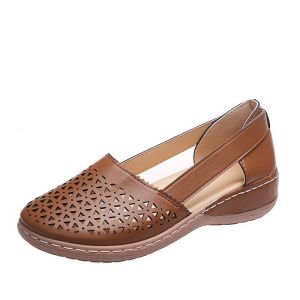 Free Shipping New WomenS Sandals With Hollow Design Solid Color Casual Everyday Sandals Hollow Wedge Heels Plus Size WomenS Shoes