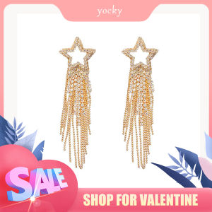 Temperament Fashion Accessories Long Tassel Gift For Women Rhinestone Gold Silver Color Drop Earrings Stud Earrings Jewelry Dangle Earring