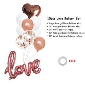 I LOVE YOU Foil Balloons Happy Anniversary Decoration Set Lover Wedding Valentines Balloon Birthday Party Supplies Balloons Package Set Debut Love Heart Red Rose Foil Balloons Celemony Decorations