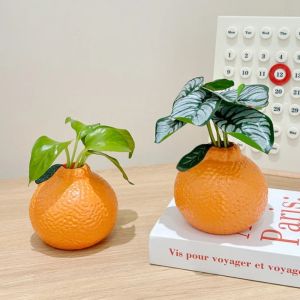 Orange Fruit Shaped Flower Vase Propagation Vinyl Vase Desktop Art Vase Tabletop Decoration Bunch Centerpieces Home Decoration