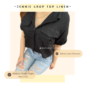 Kemeja Crop Linen wanita korean Style Terlaris / Baju atasan crop top cewek menarik model sekarang / OOTD ala selebgram / Kemeja Basic Polos Trendy bahan linen