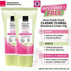 BUY 1 TAKE 1 AVON Feelin Fresh Quelch BHA SERUM Anti-Perspirant Deodorant Creams 55g by Glitz & Glam Online Store